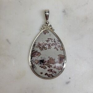 Sajen Dendritic Fossil Pendant 925 Sterling Silver Teardrop Artisan